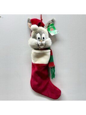 Vintage 1998 Bugs Bunny Looney Tunes Warner Bros Christmas Stocking Santa Hat